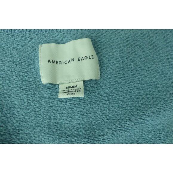 American Eagle Blue Cropped Sweatshirt Women’s MEDIUM Oversize Slouchy - Picture 3 of 6